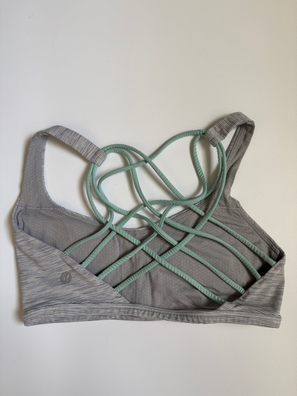 lululemon Light Gray Sports Bra with Mint Strappy Back